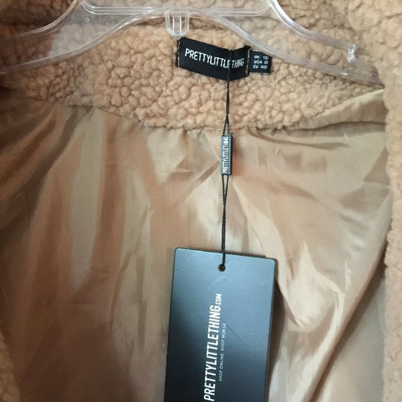 NWT - Pretty Little Thing Borg Pocket Front Coat - Picture 7 of 8